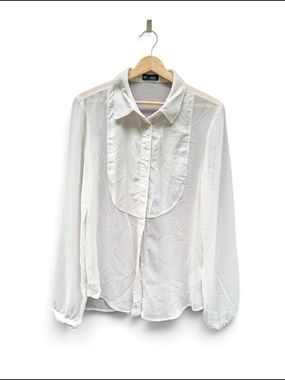 GAP White Semi-Sheer Button-Up Blouse